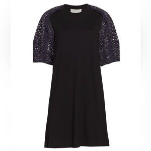 3.1 Phillip Lim Black eyelet Puff Sleeves Mini Dress Luxury SZ XS EUC